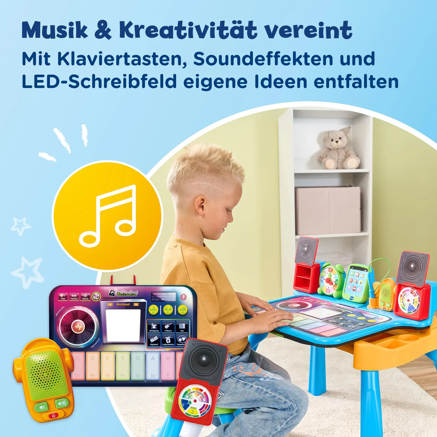 VTech 6-in-1 Magischer Schreibtisch Lernstation Stuhl Blau