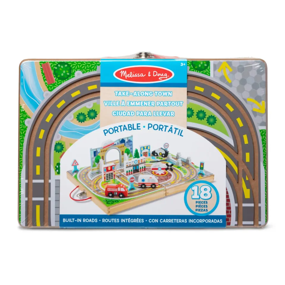 Melissa & Doug Take-Along Town Holz-Spielstadt Koffer Stadt
