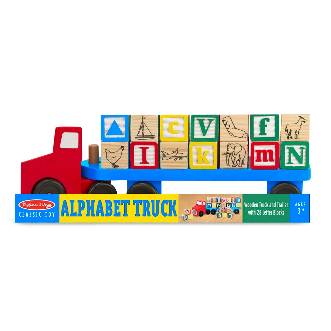 Melissa & Doug Alphabet Truck Holzbausteine 28-teilig Buchstaben