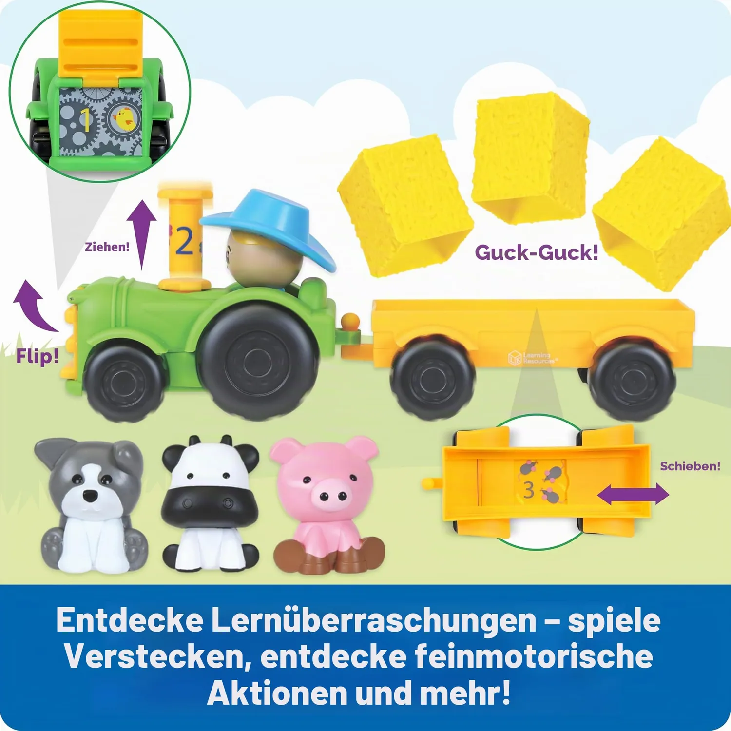 Learning Resources Peeksville Traktor Spielset 10-teilig Bauernhof