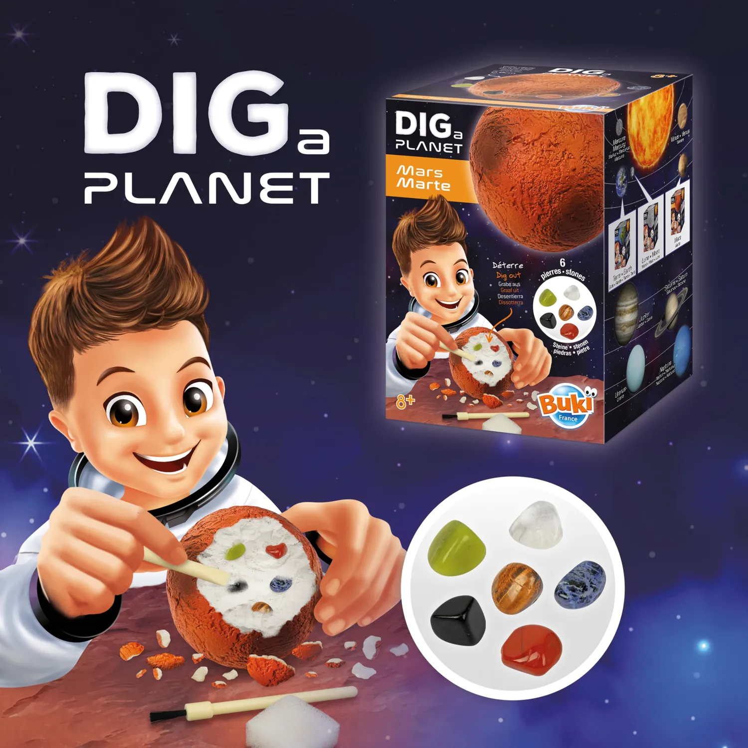 Buki France Dig a Planet Mars 448 Ausgrabungsset 6 Steine