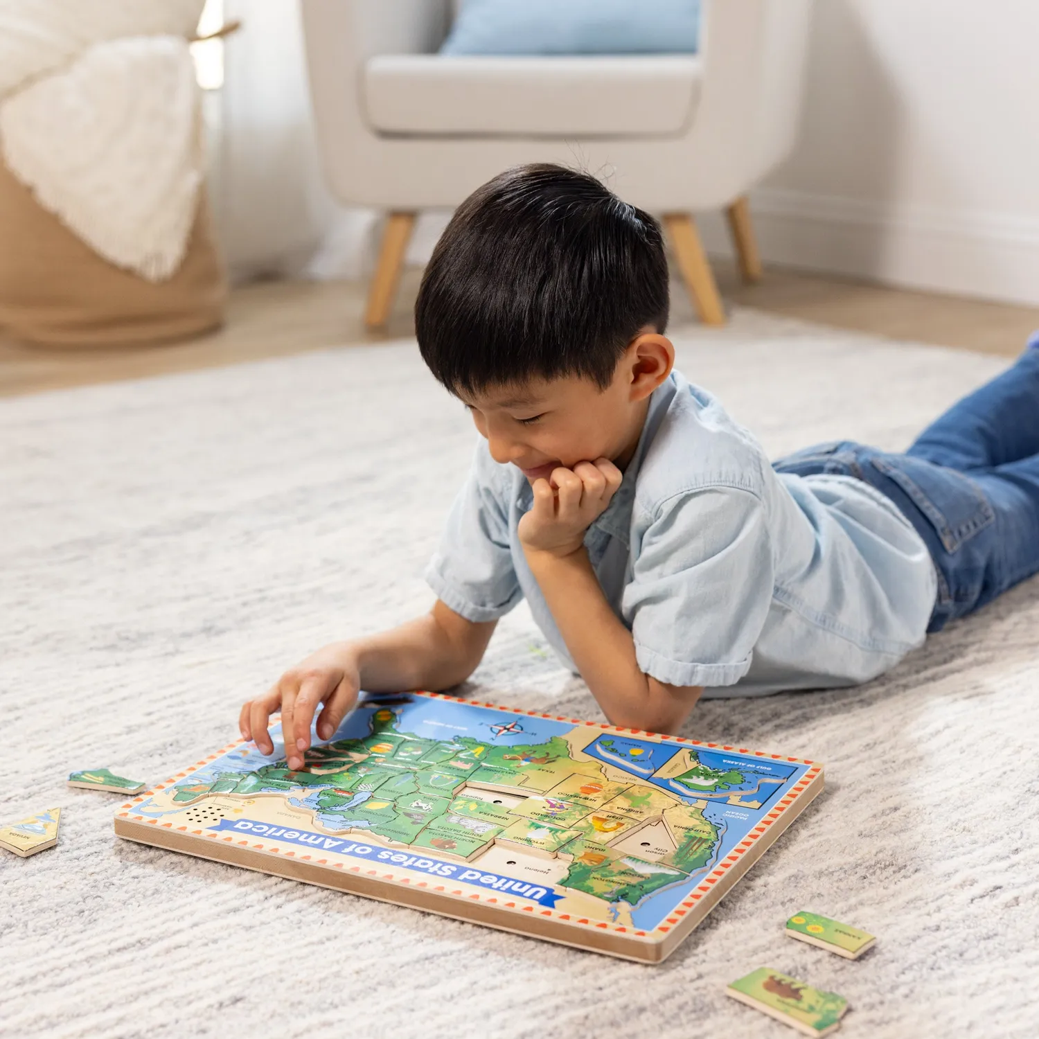 Melissa & Doug USA Soundpuzzle Holz 40-teilig USA-Karte