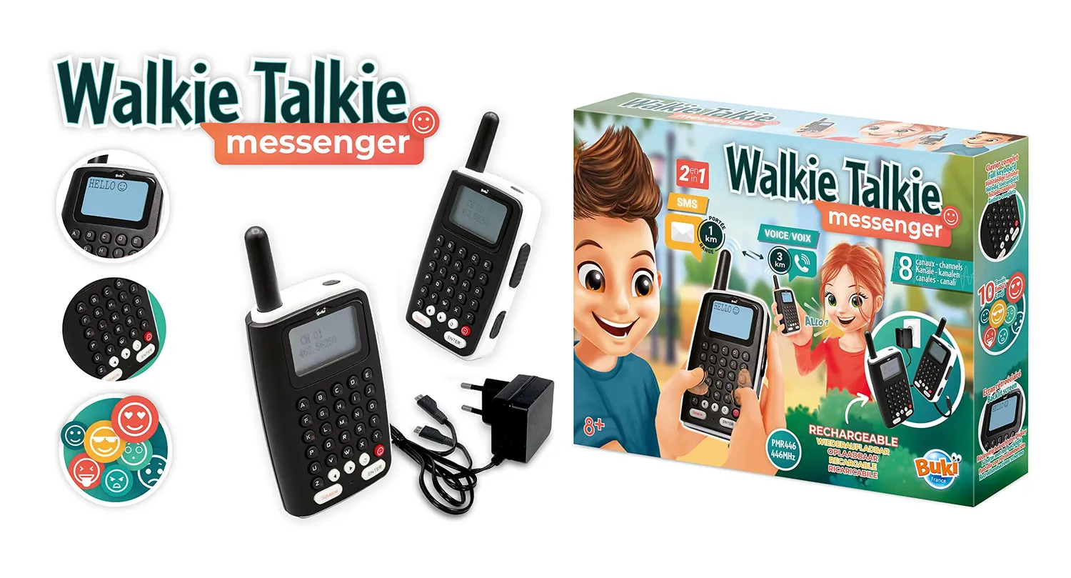 Buki TW04 Walkie Talkie Messenger Funkgerät 2er Schwarz Weiß