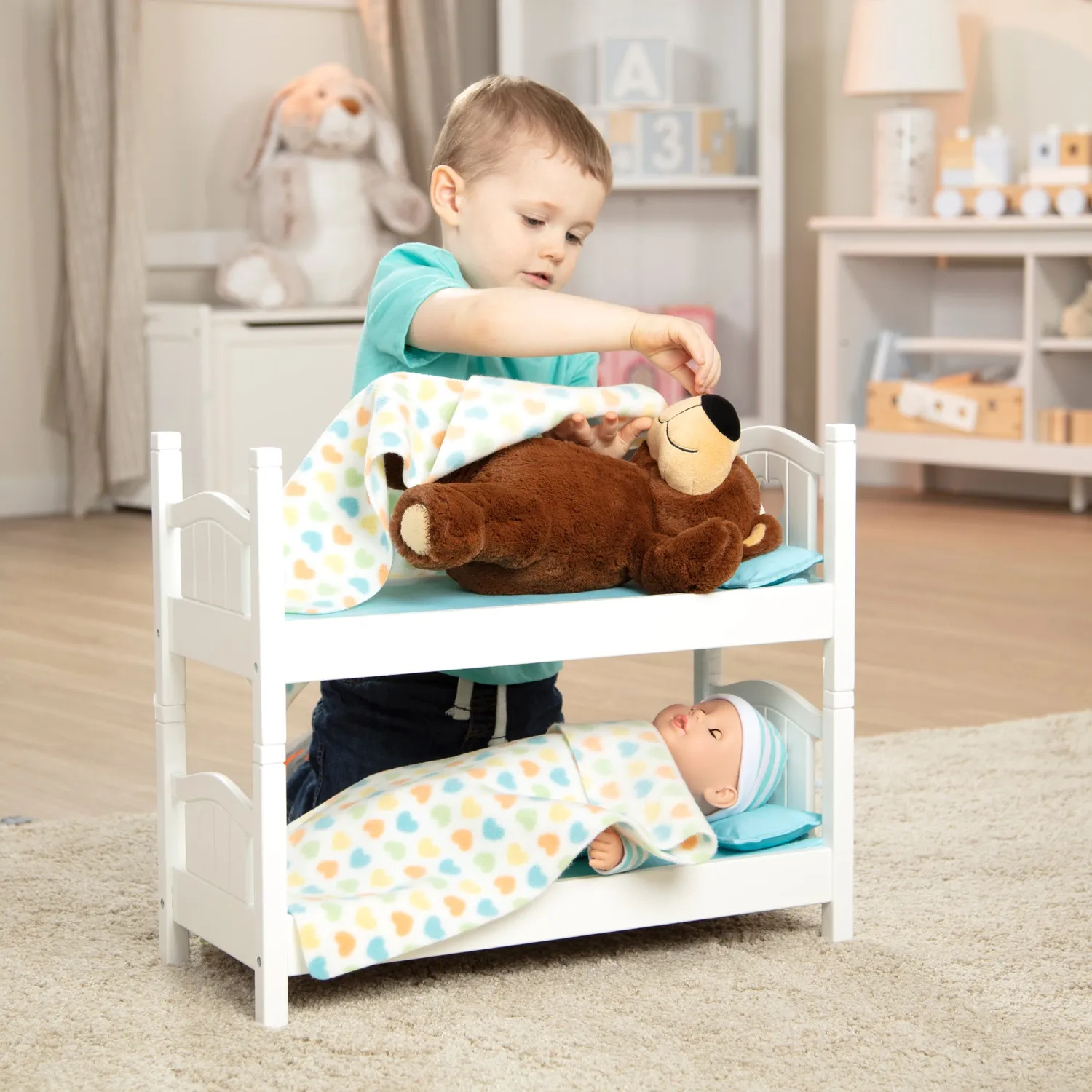 Melissa & Doug Mine to Love Puppen Etagenbett Holz weiß