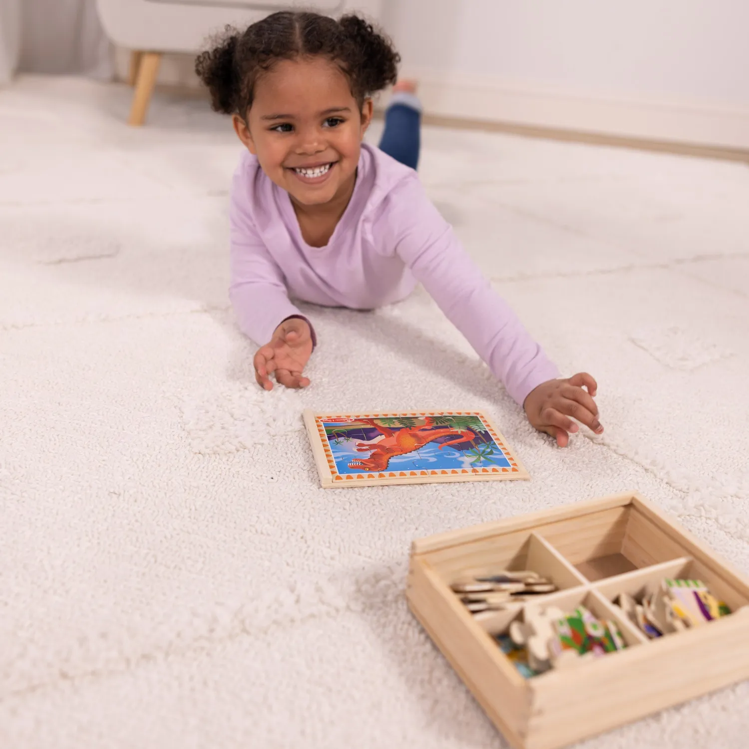 Melissa & Doug Puzzles in a Box Dinosaurier Holzpuzzle 4er