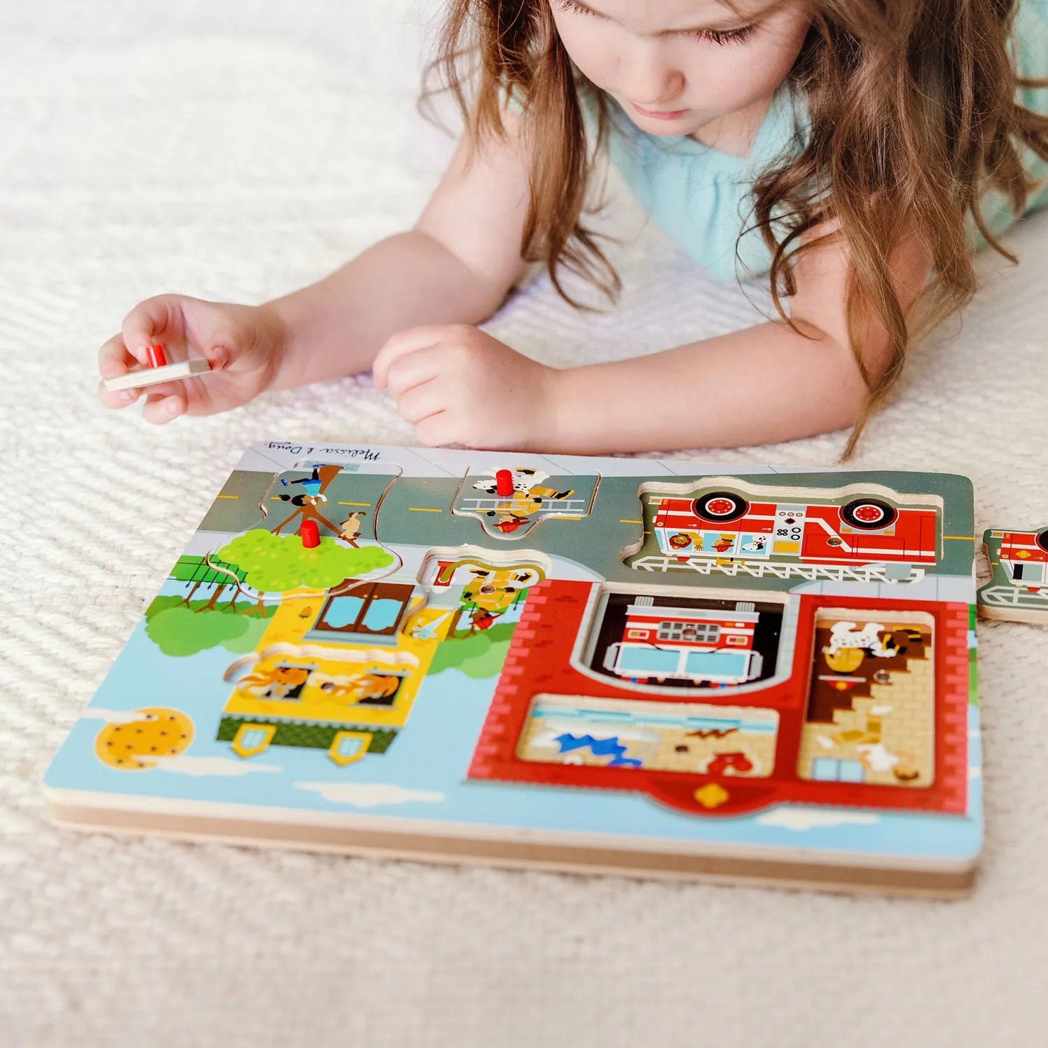 Melissa & Doug Feuerwehr Soundpuzzle Holz 8 Teile Geräusche