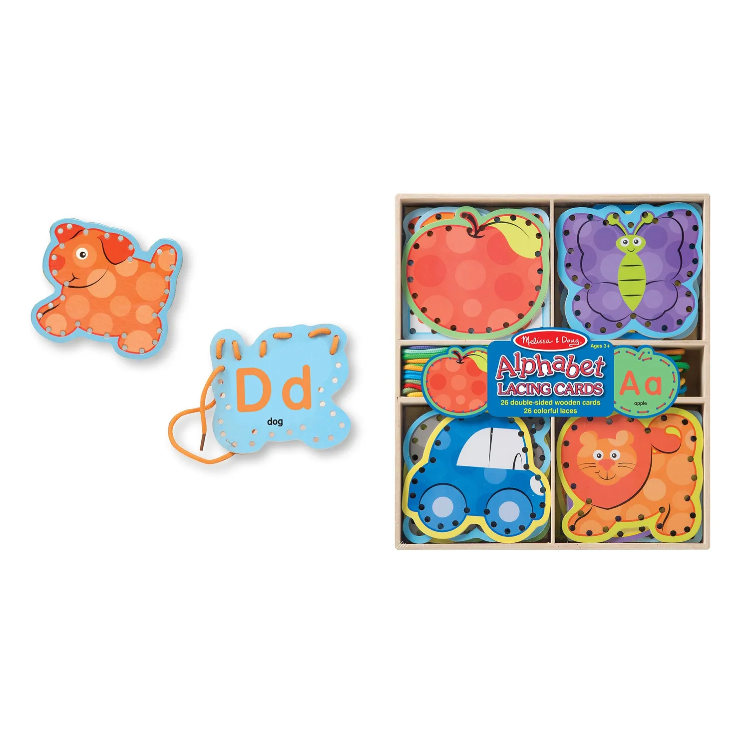 Melissa & Doug Alphabet Lacing Cards Fädelspiel Buchstaben Holz