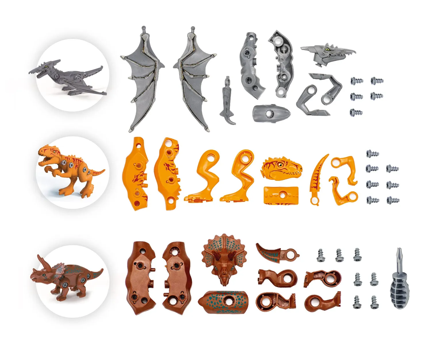 Buki 2136 Dinosaurier Bausatz 3er-Set beweglich ab 4 Jahre