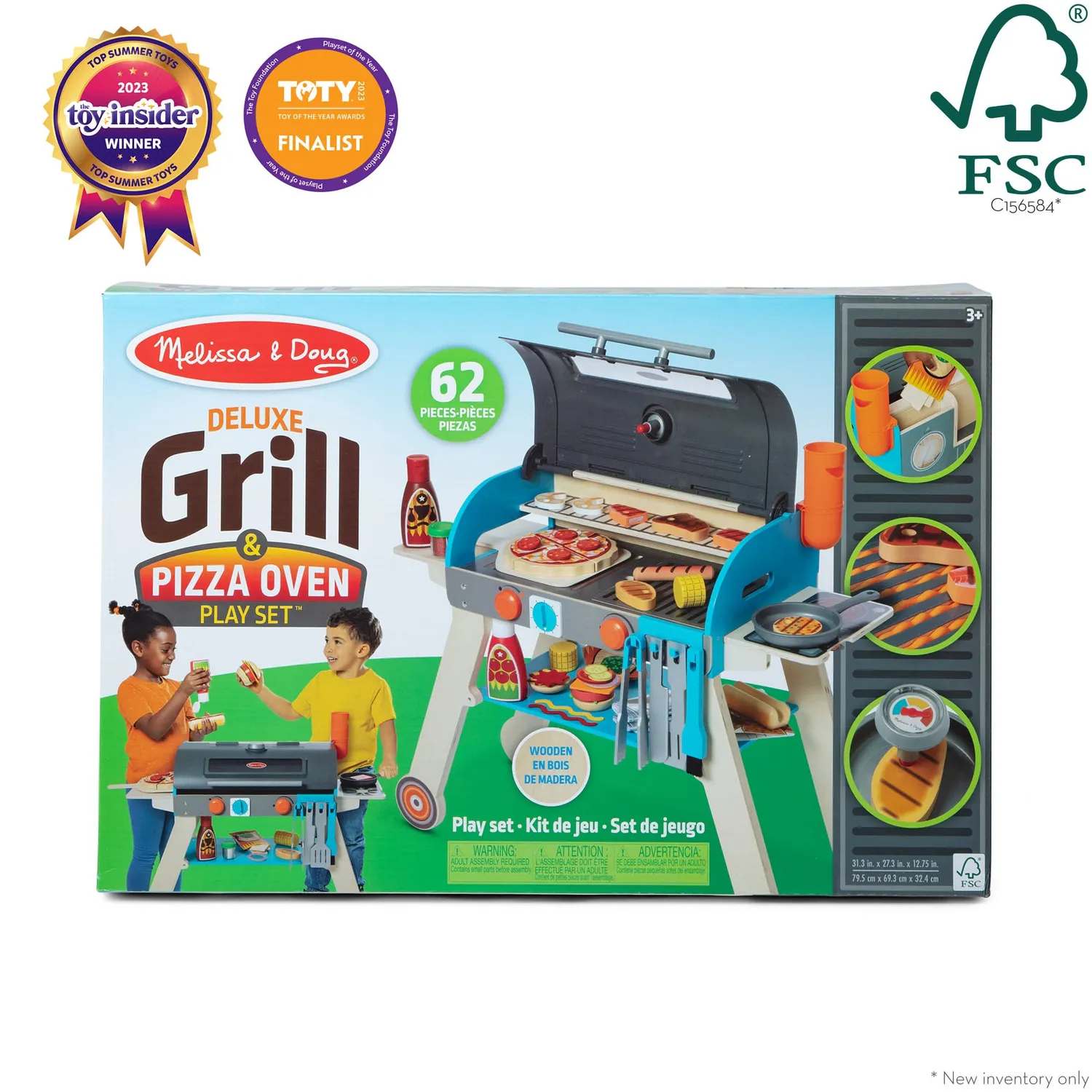 Melissa & Doug Grill Pizzaofen Spielset Holz 60-tlg