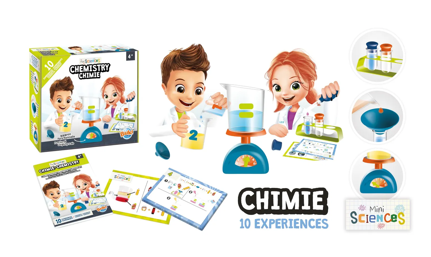 Buki Mini Sciences 9002 Chemie Experimentierkasten blau