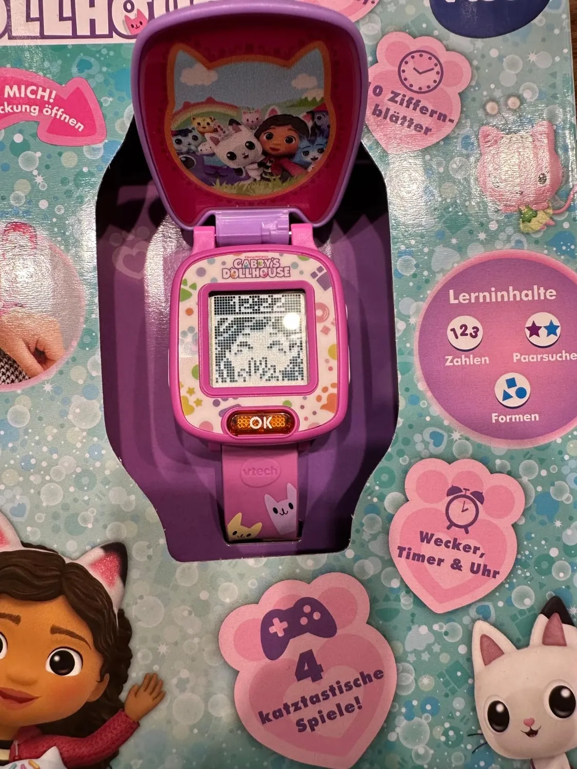 VTech Gabbys Dollhouse Lernuhr mit 4 Spielen und Stimme