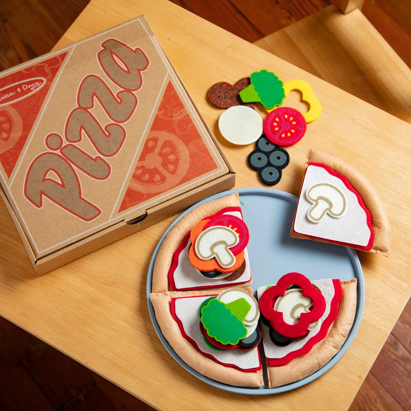 Melissa & Doug Felt Play Food Pizza Set Spielessen 42-tlg Filz