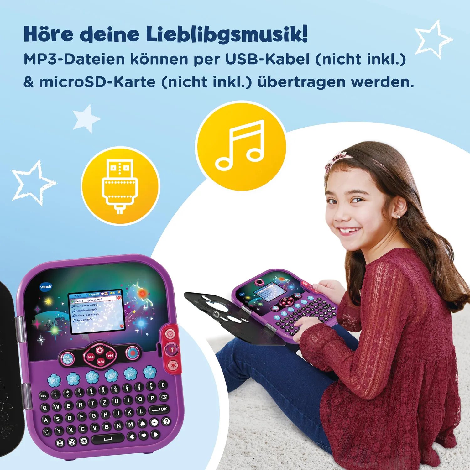 VTech Kidisecrets Selfie Music 2.0 Tagebuch schwarz mit Kamera