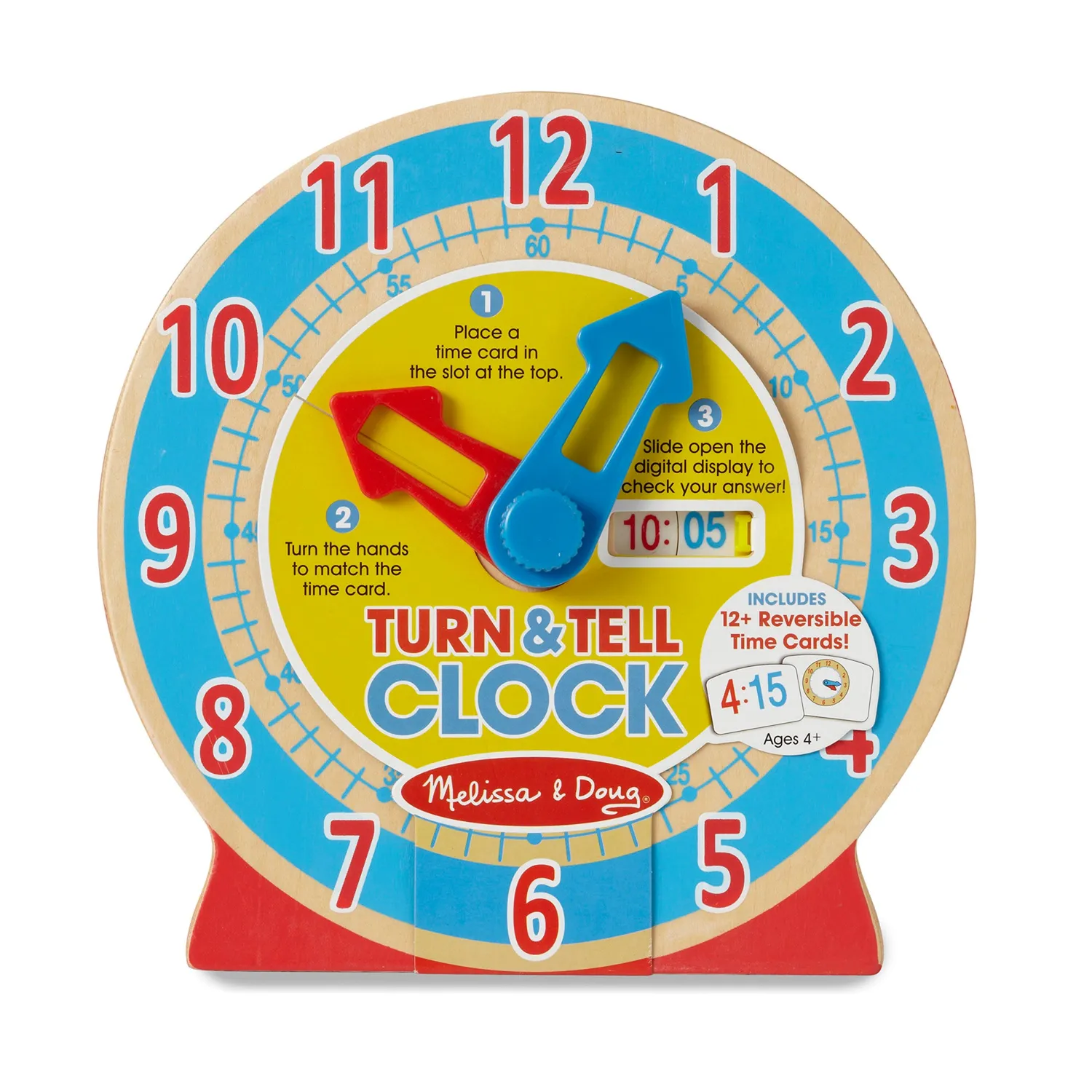 Melissa & Doug Turn & Tell Lernuhr Holz mit 13 Karten