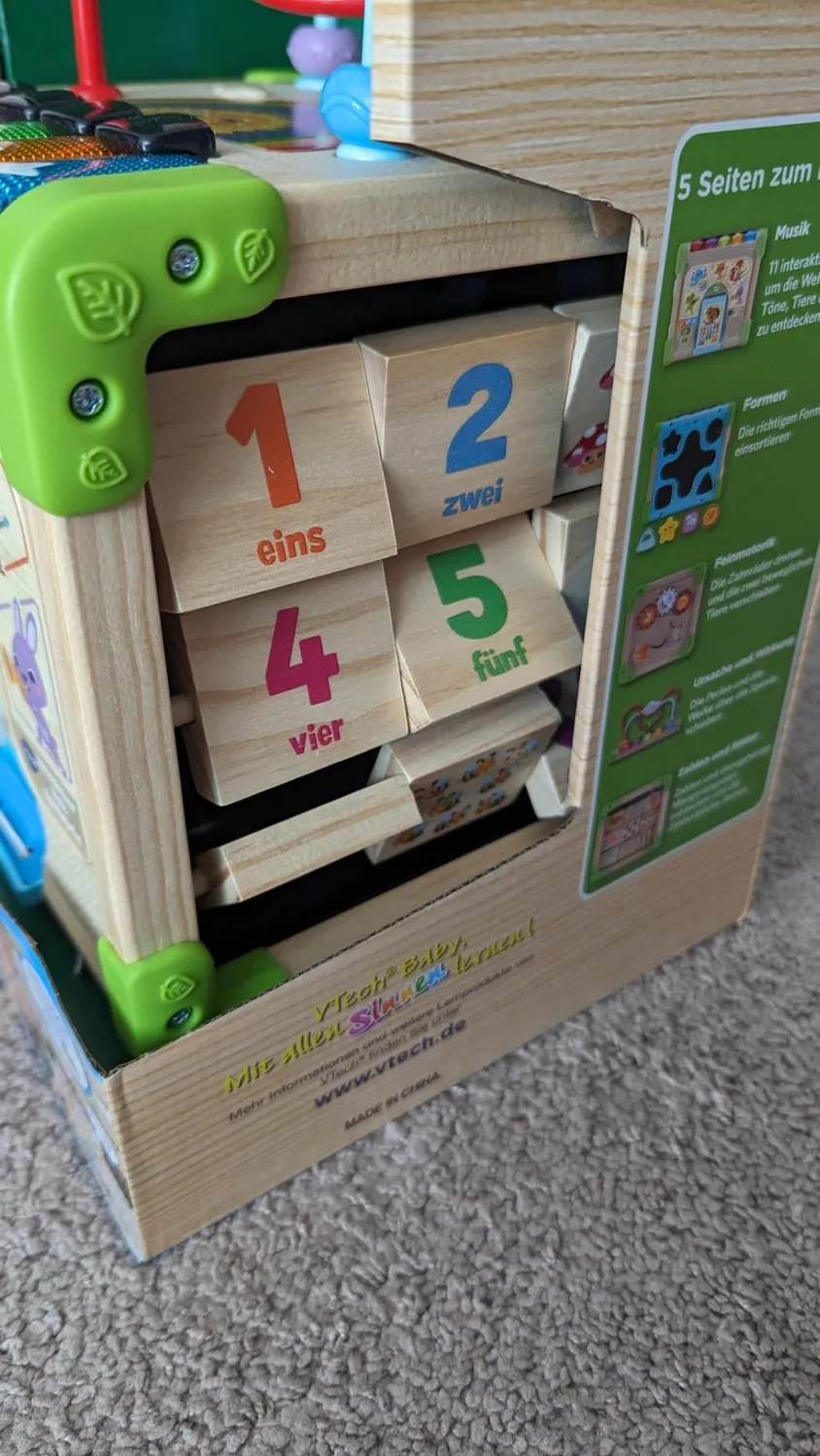 VTech Holz-Spielwürfel Interaktiv FSC Lernwürfel 12-36 Monate