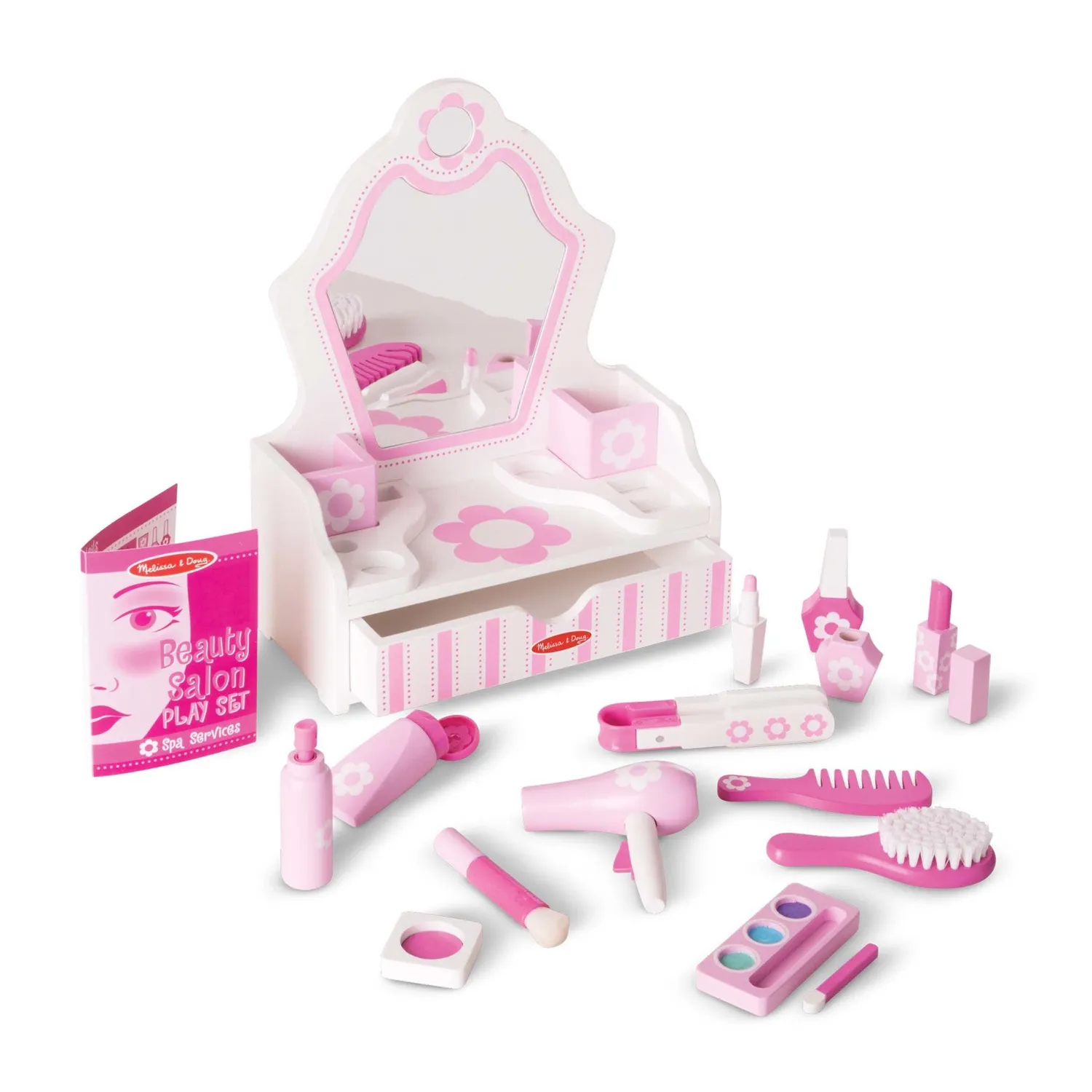 Melissa & Doug Beauty Salon Schminktisch Holz Spielset 18-teilig