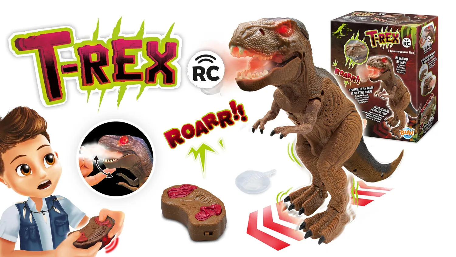 Buki 37293 T-Rex Dinosaurier ferngesteuert 31 cm ab 5 Jahre