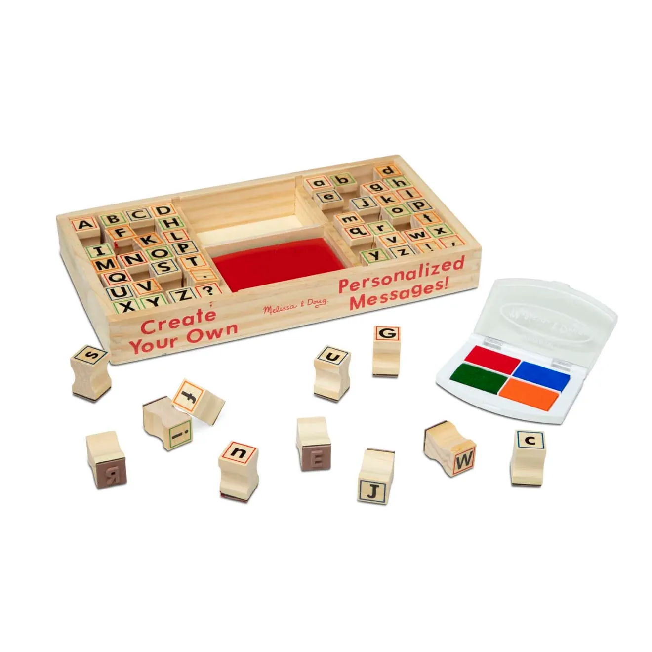 Melissa & Doug Alphabet Stempelset Holz 56 Stempel waschbar