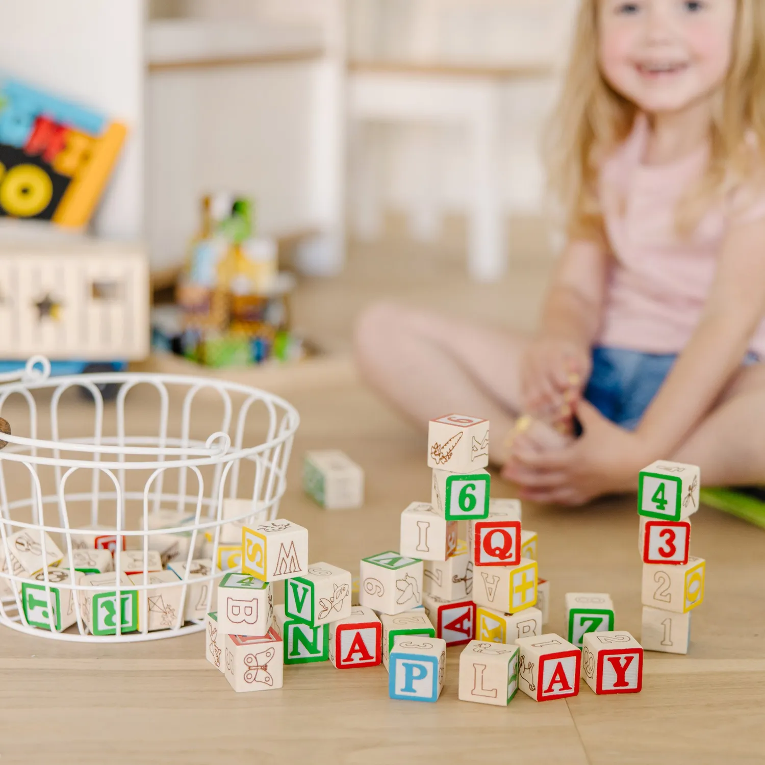 Melissa & Doug ABC 123 Blocks Holzbausteine 50-teilig