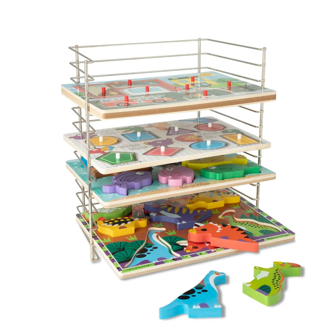 Melissa & Doug Multi-Fit Puzzle Regal Metall für 12 Holzpuzzle