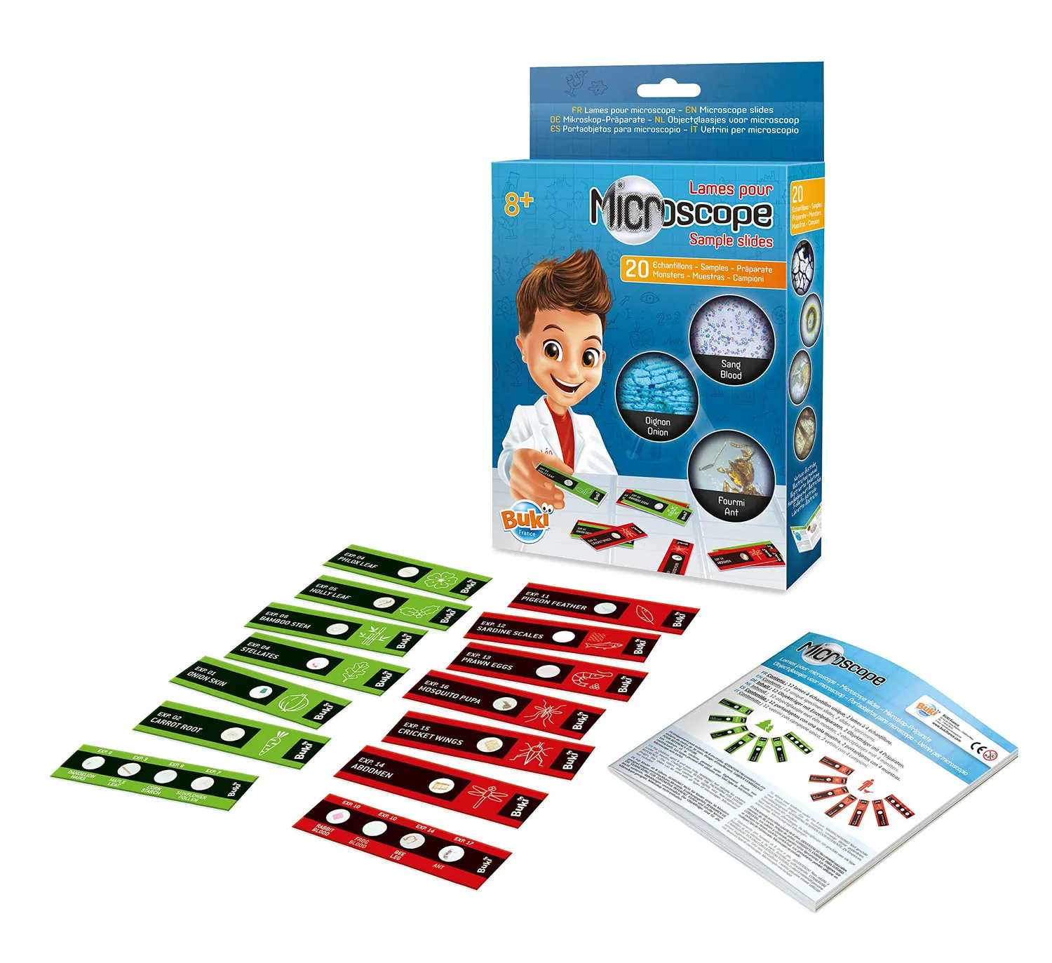 Buki France MR001 Mikroskop-Präparate Set 20 Proben für Kinder