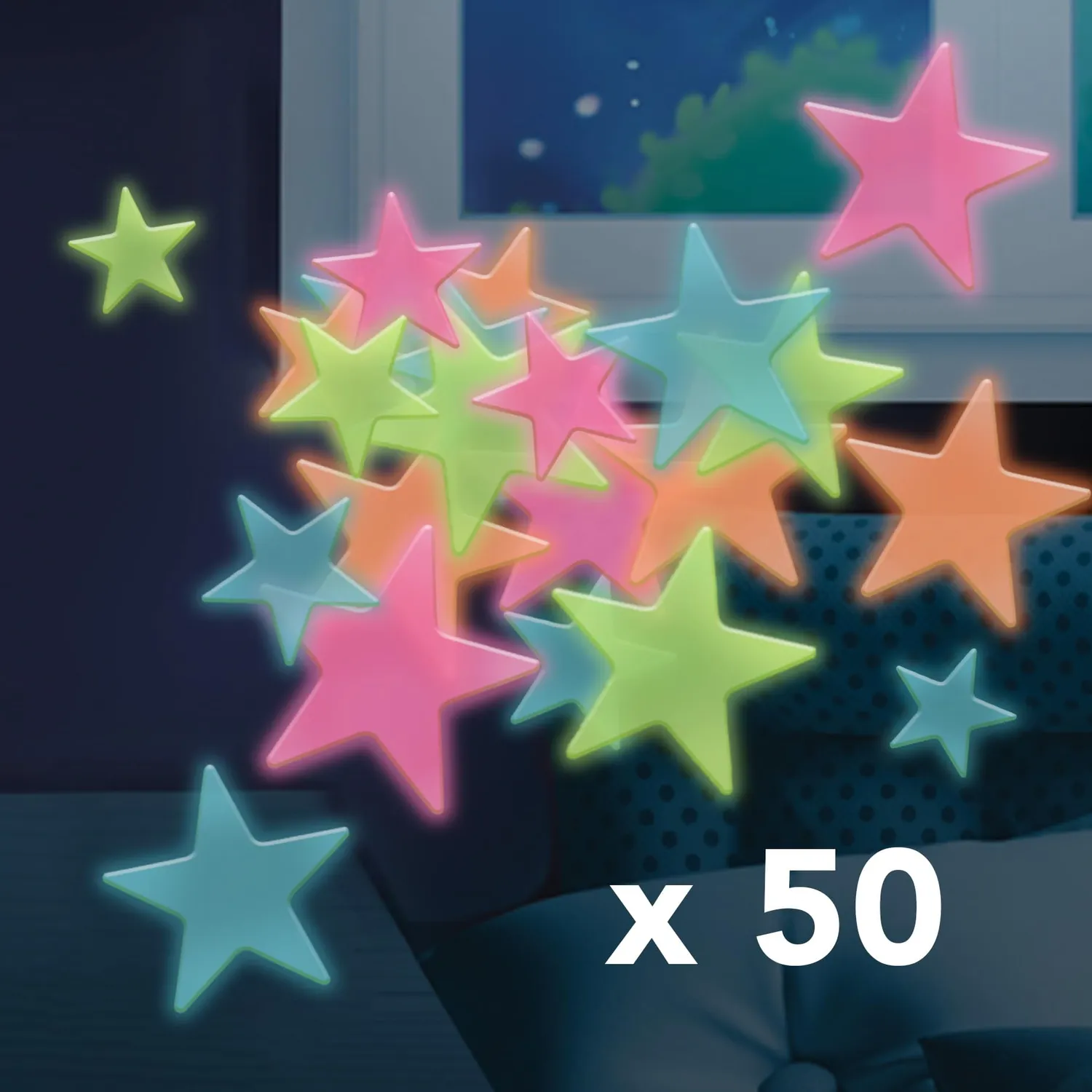 Buki SB51 Leuchtsterne Kinderzimmer Wandsticker 50 Stück