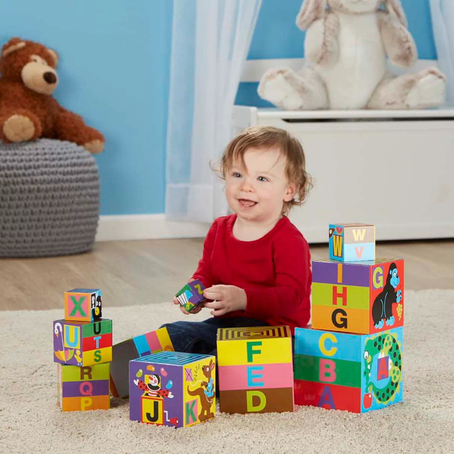 Melissa & Doug Alphabet Stapelblöcke 10er Karton stapelbar