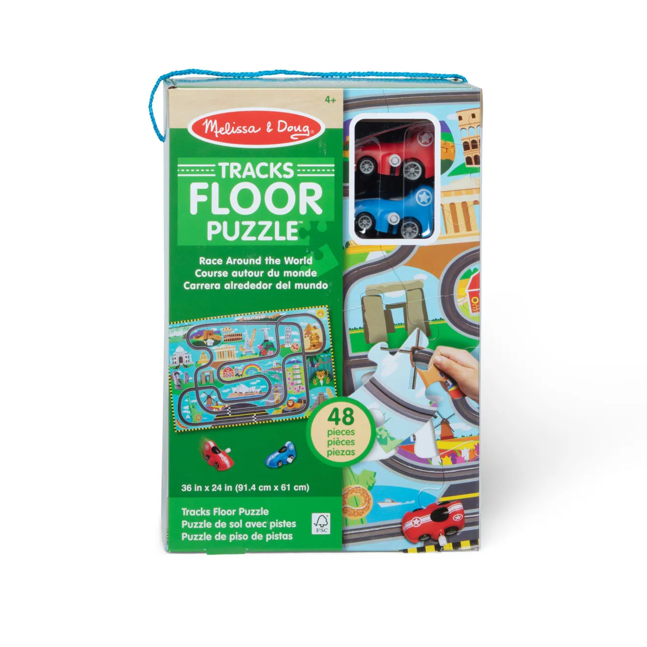 Melissa & Doug Race Around the World Bodenpuzzle 48 Teile Rennbahn