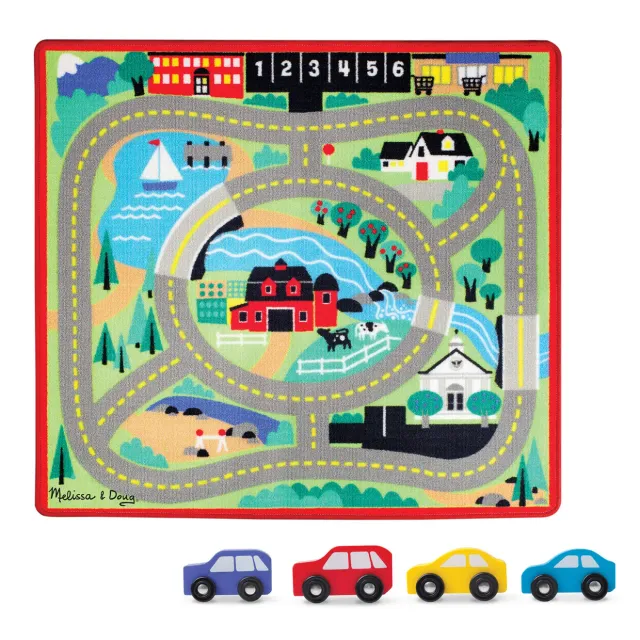 Melissa & Doug Round the Town Spielteppich mit 4 Autos