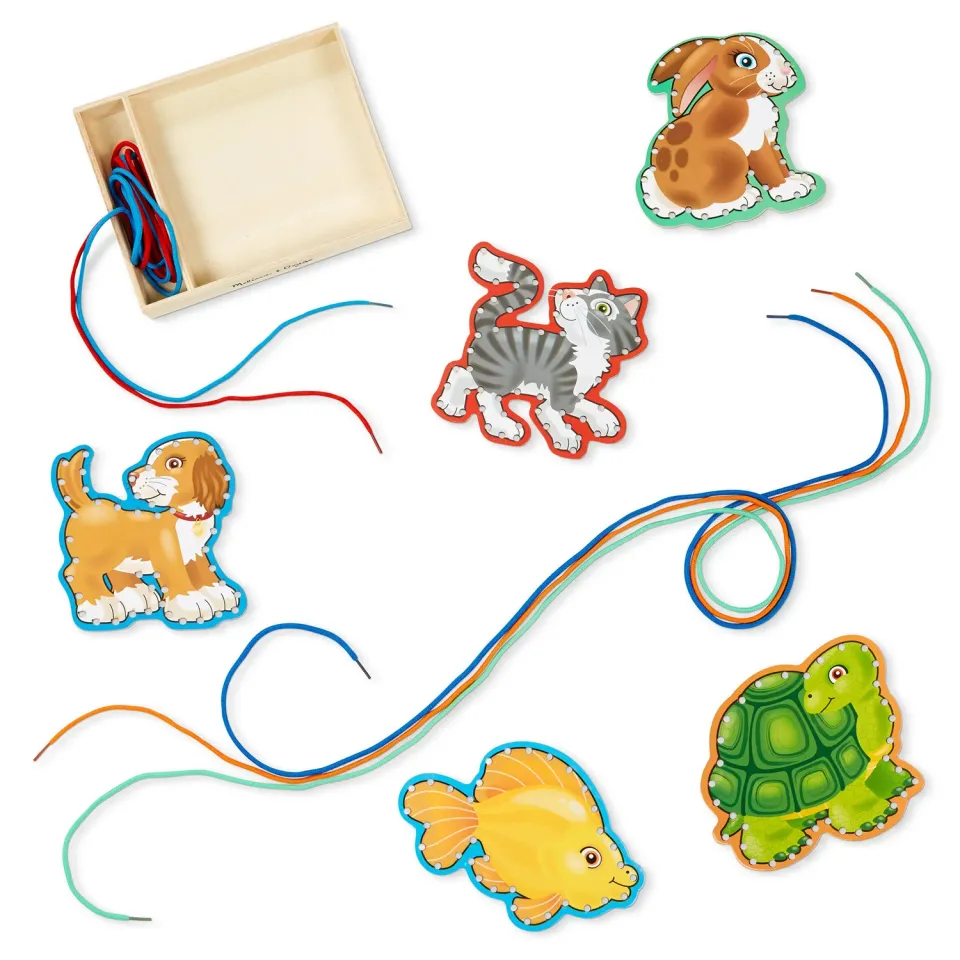 Melissa & Doug Lace & Trace Haustiere Fädelspiel Holz 5-tlg