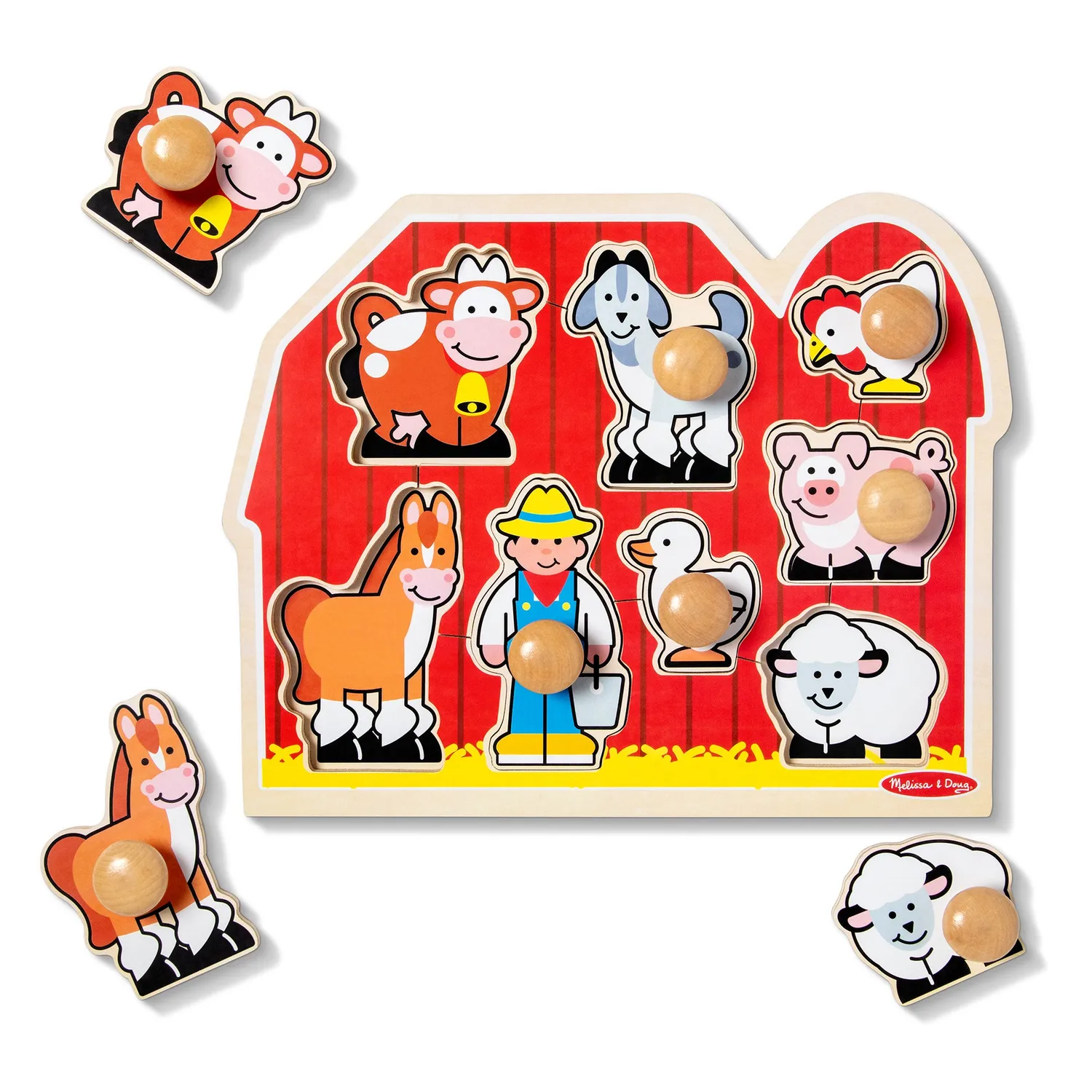 Melissa & Doug Farm Friends Knobbelpuzzle Holz 8 Teile