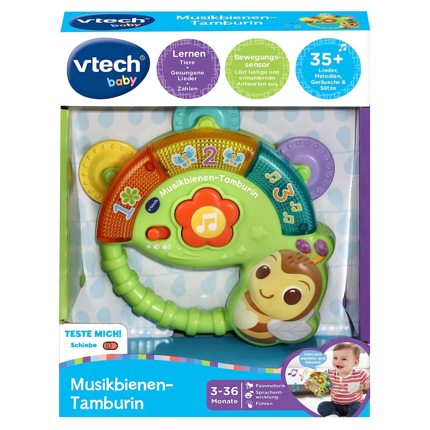 VTech Baby Musikbienen-Tamburin Musik-Spielzeug 3-36 Monate