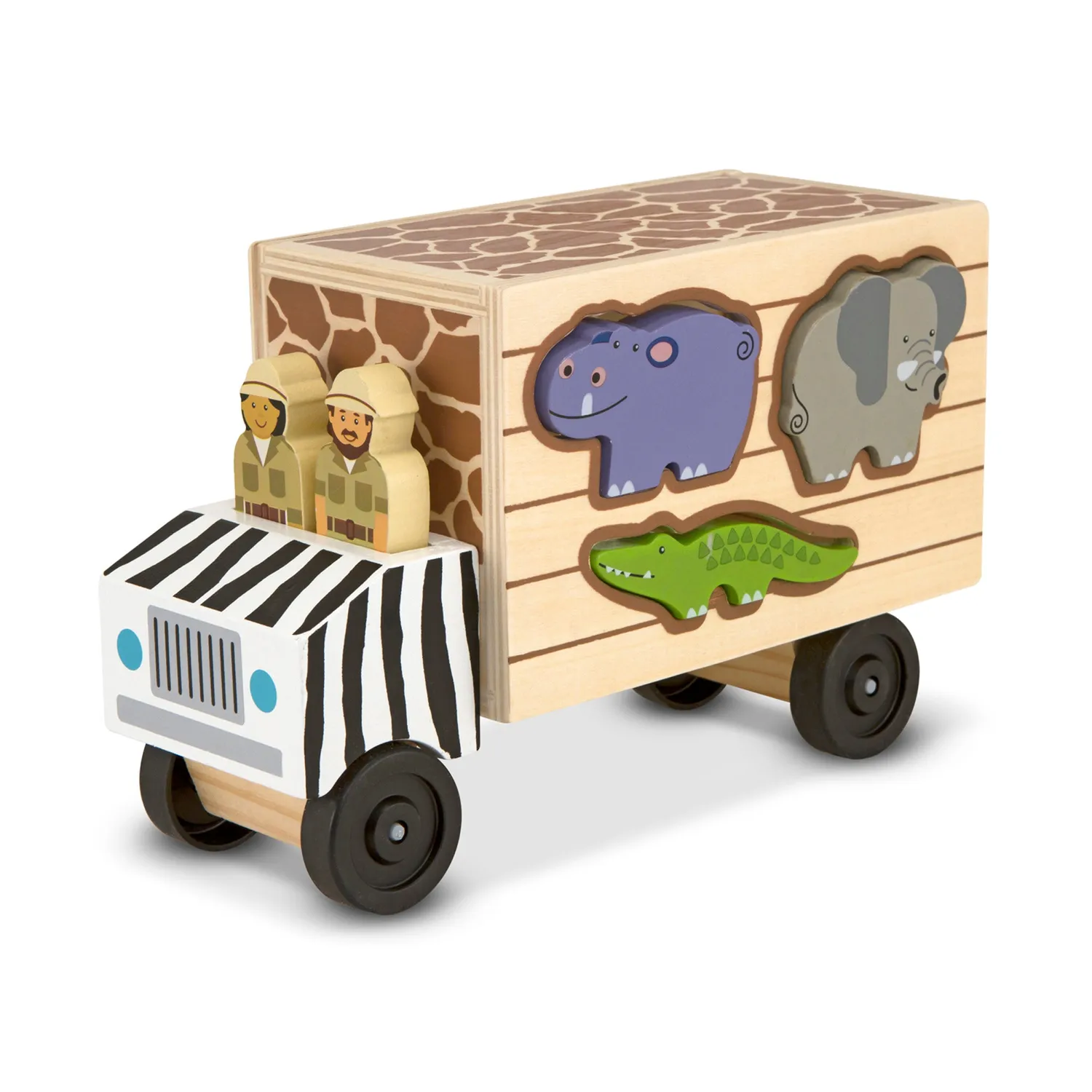 Melissa & Doug Animal Rescue Safaritruck Holz 9 Tiere stapelbar