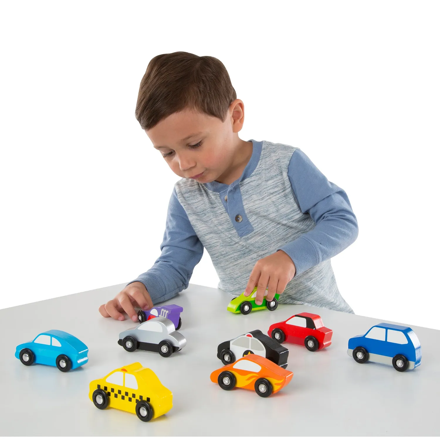 Melissa & Doug Wooden Vehicle Holz-Autoset 9-teilig bunt