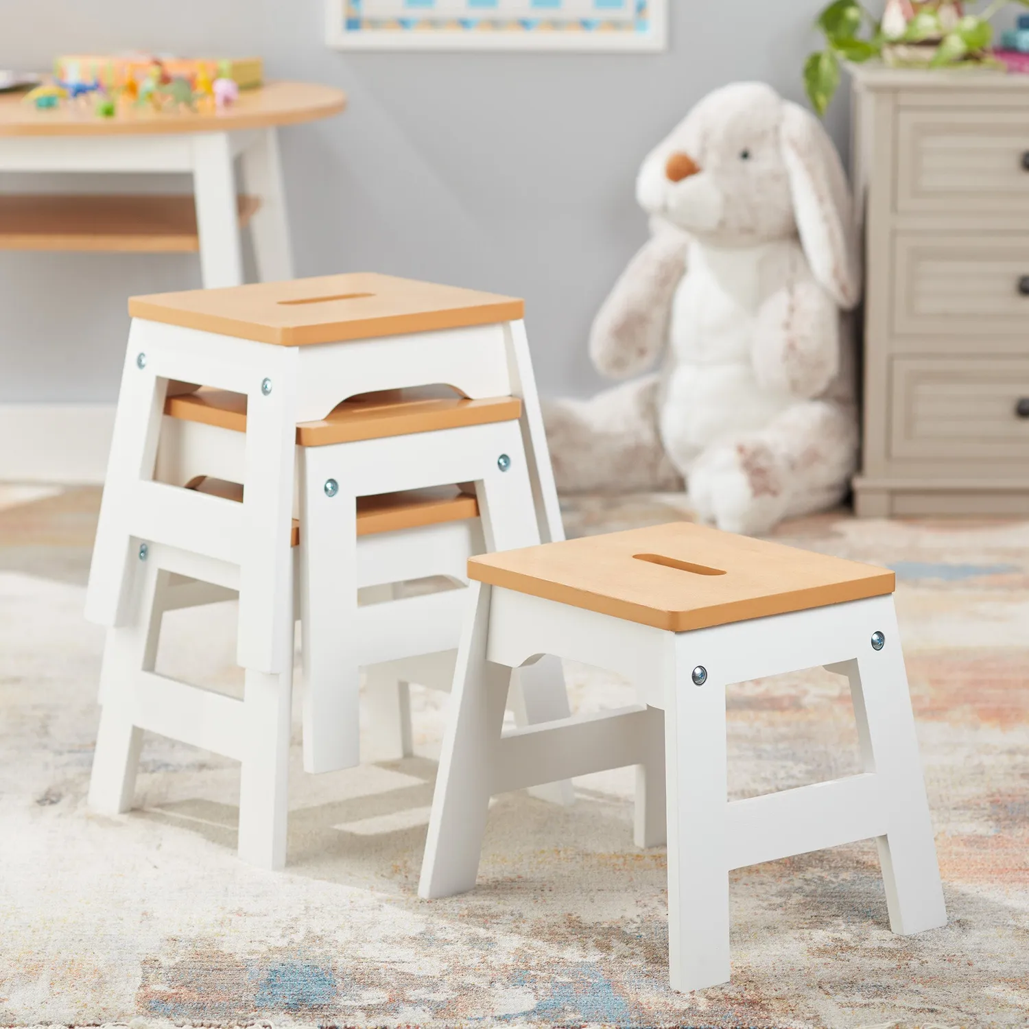 Melissa & Doug Wooden Stools Kinderhocker Holz 4er-Set