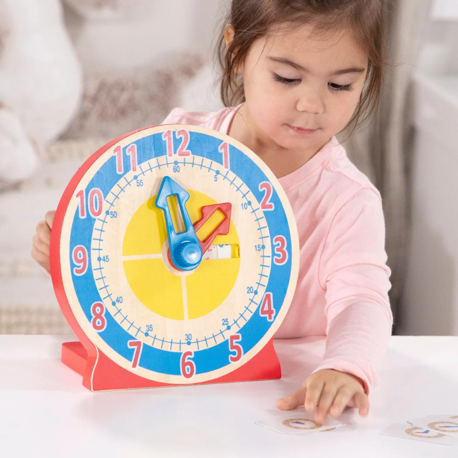 Melissa & Doug Turn & Tell Lernuhr Holz mit 13 Karten