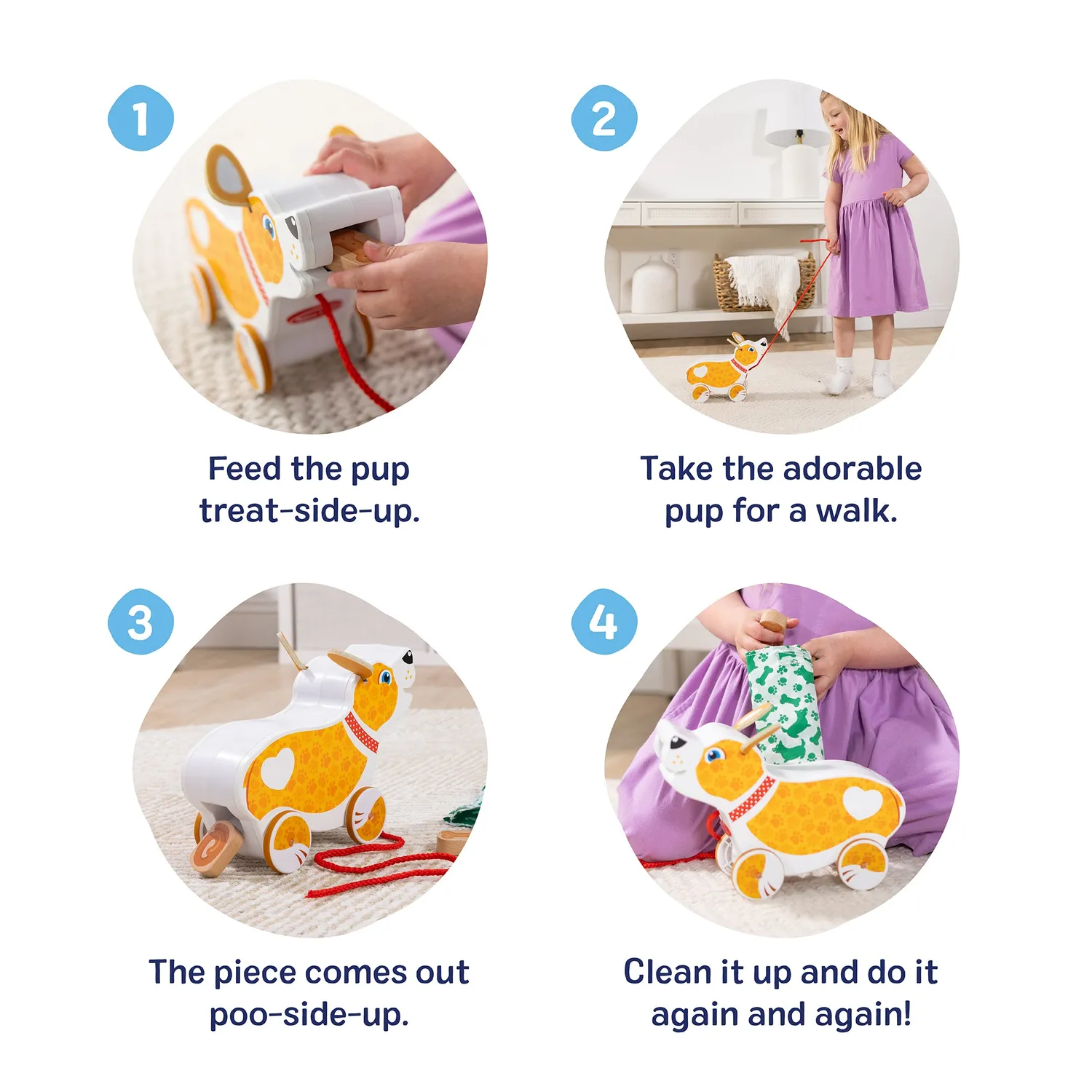 Melissa & Doug Feed Walk Poo Pup Nachzieh-Hund Holz