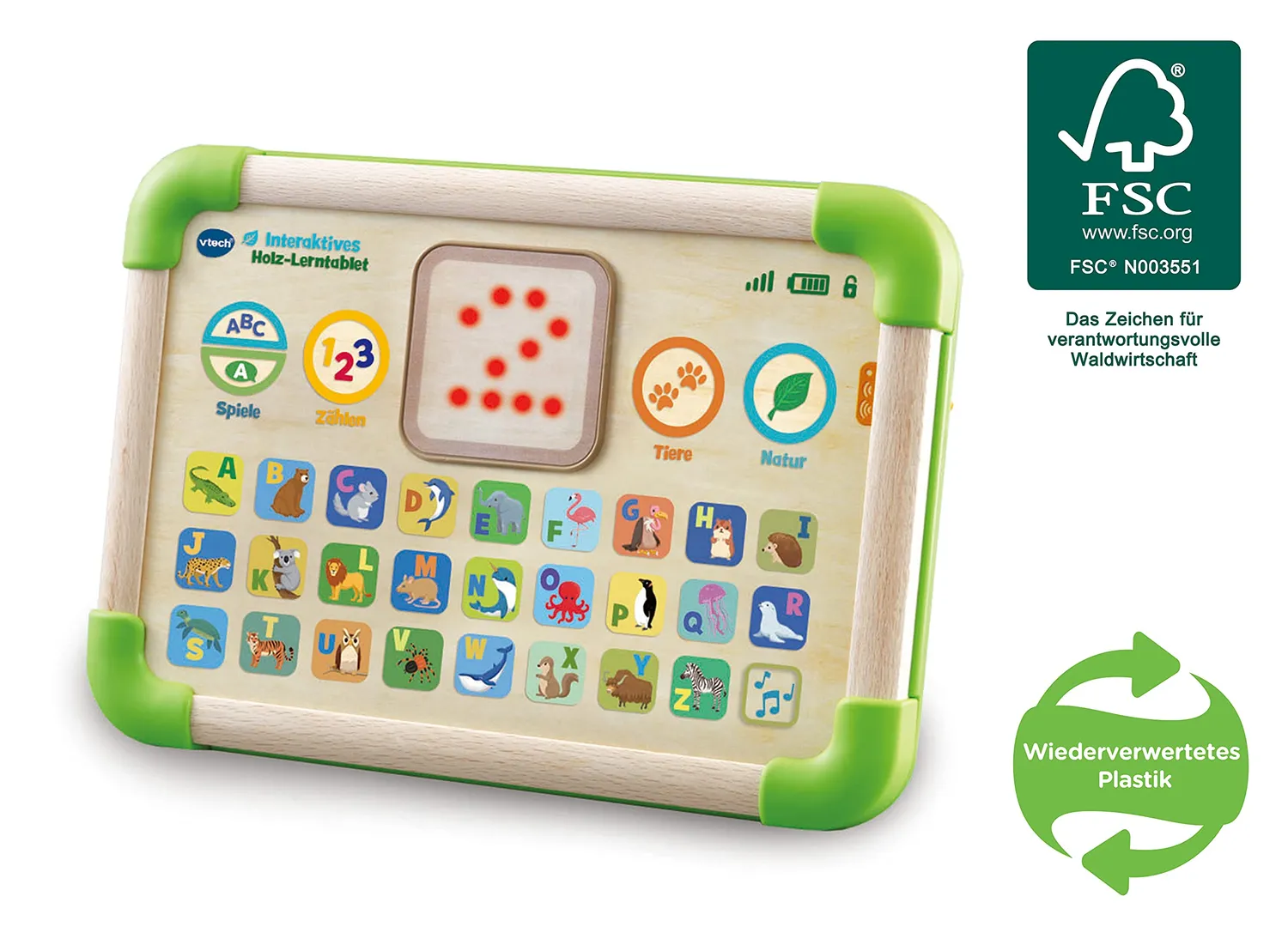 VTech Holz-Lerntablet interaktiv FSC ab 1 Jahr 26 Tasten