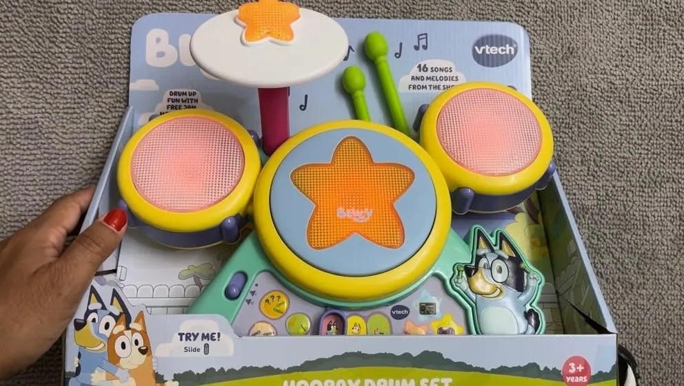 VTech Bluey Hurra Drum Set Schlagzeug mit Licht ab 3 Jahren
