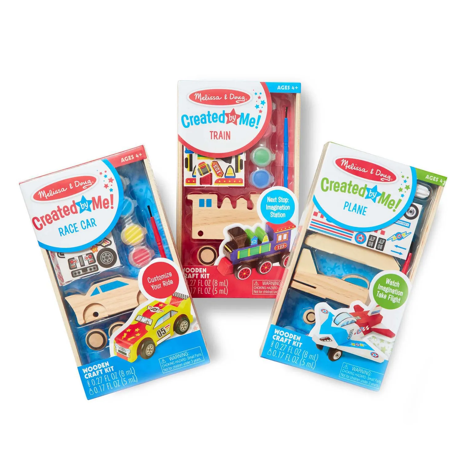Melissa & Doug Createed by Me Bastelset Fahrzeuge 3er-Pack Holz
