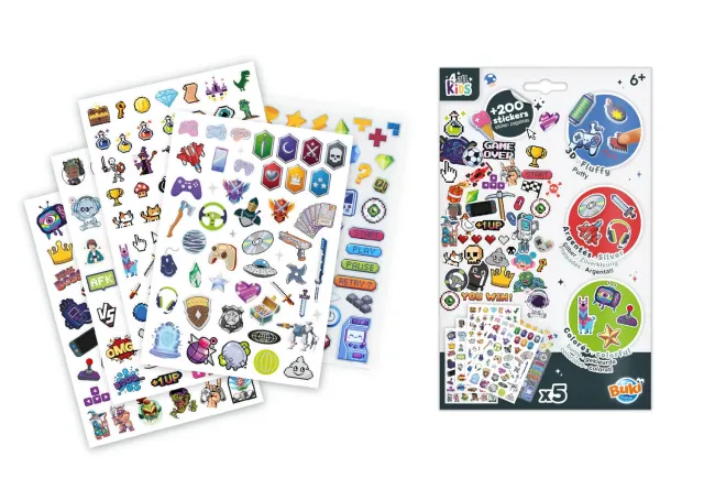 Buki France FK019 Gaming Aufkleber Set 200 Stück silber