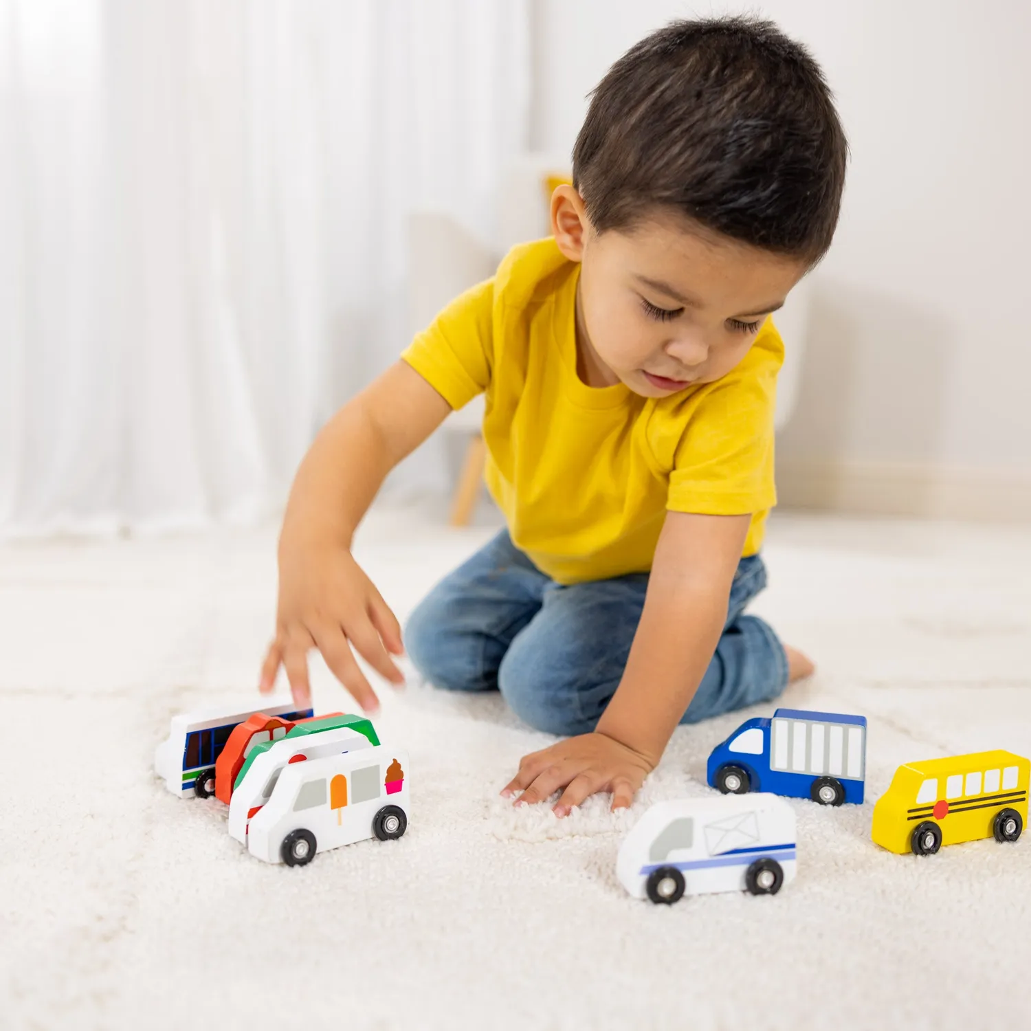 Melissa & Doug Town Vehicles Holzfahrzeuge Set 9-teilig