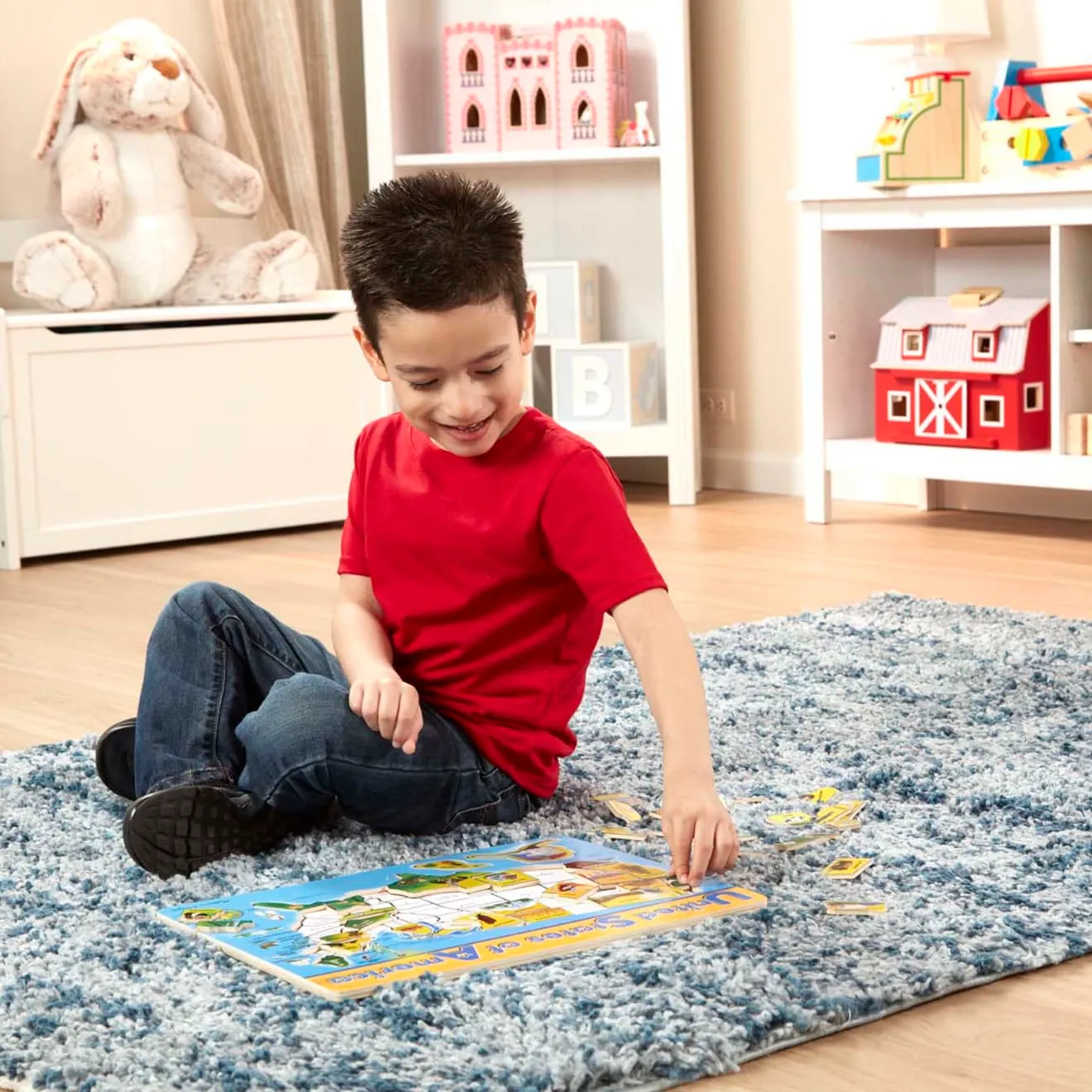 Melissa & Doug USA Karte Holzpuzzle 45-teilig Lernen