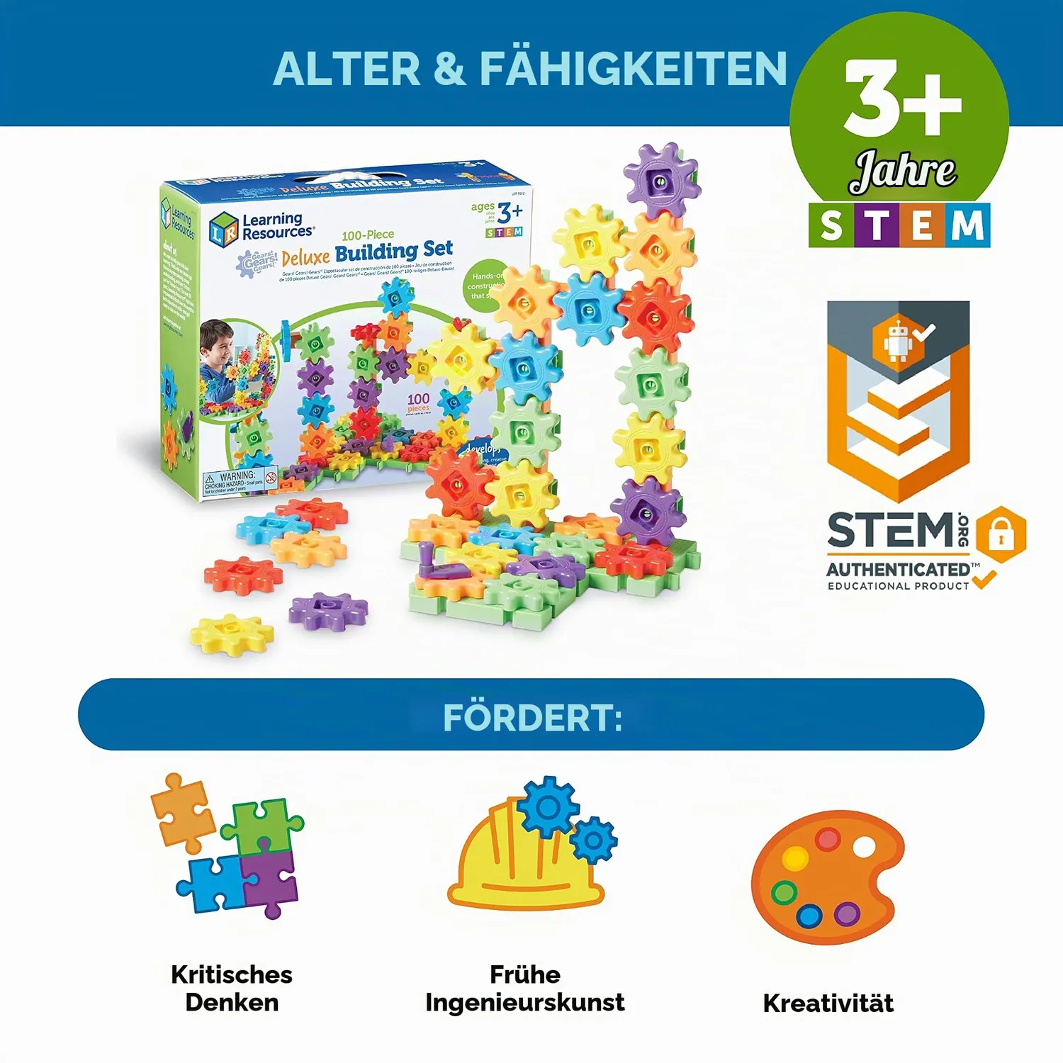Learning Resources Gears Gears Gears Einsteiger-Bausatz 100 Teile