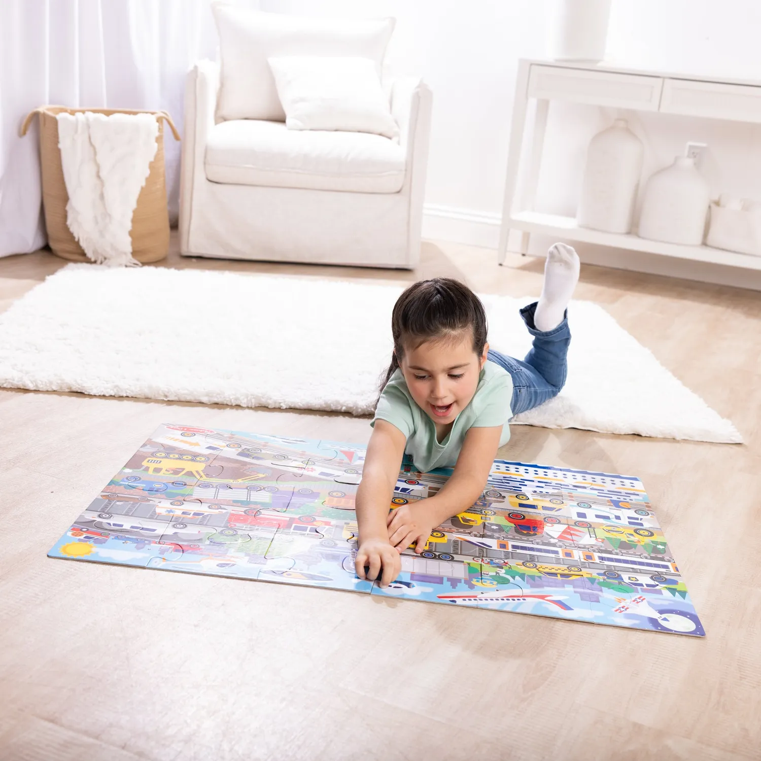 Melissa & Doug Traffic Jam Bodenpuzzle 24 Teile Fahrzeuge