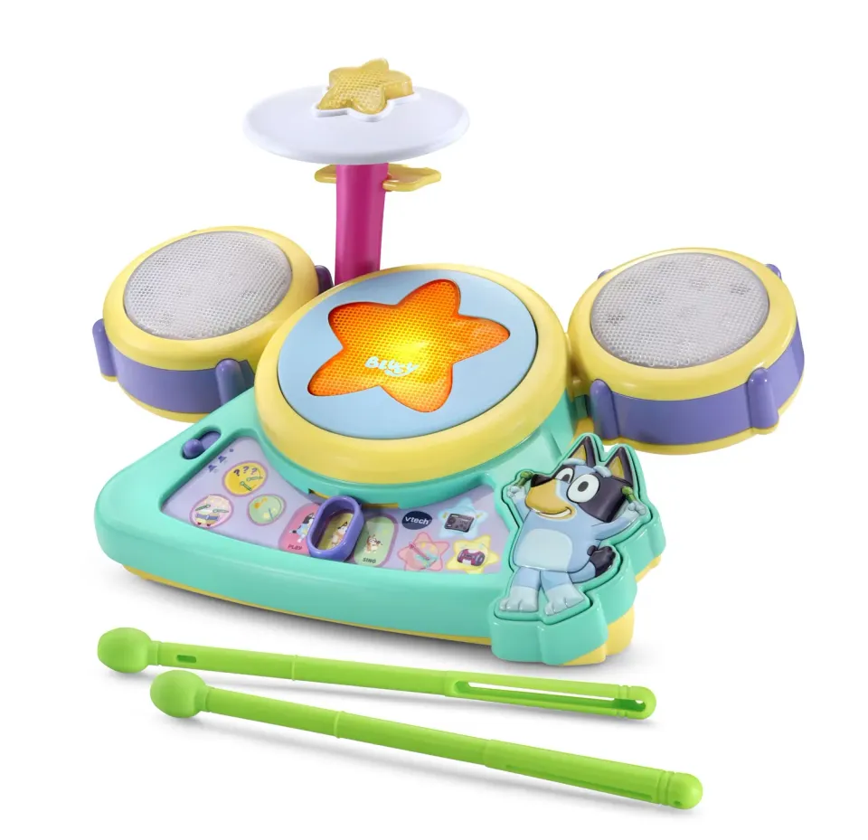 VTech Bluey Hurra Drum Set Schlagzeug mit Licht ab 3 Jahren