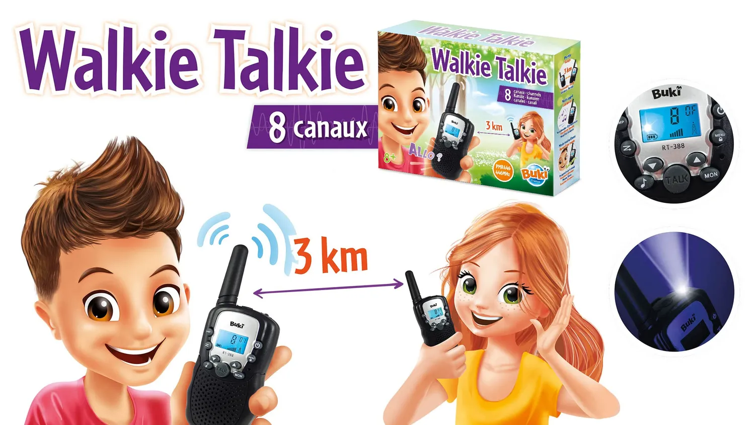 Buki TW01 Walkie Talkie Funkgerät 2er Set 3 km