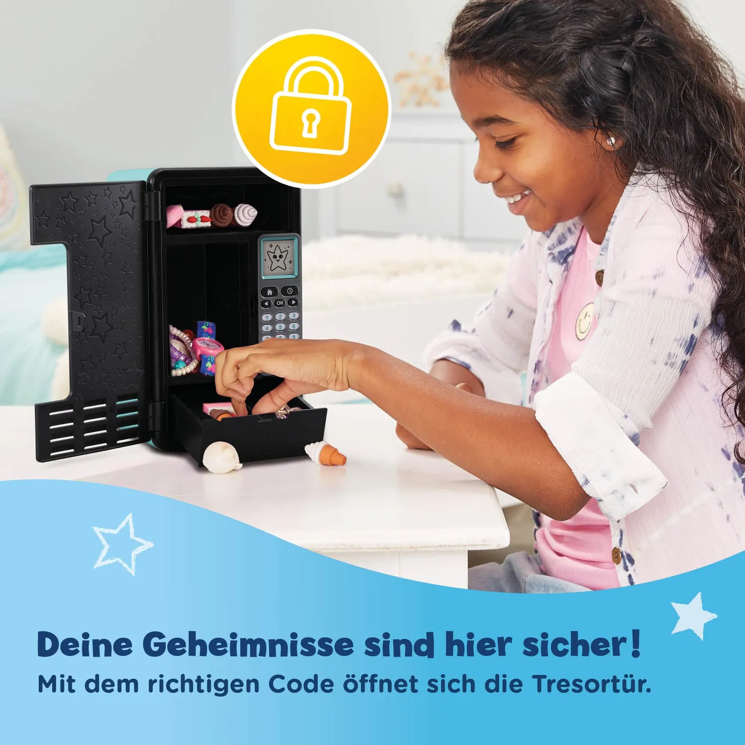 VTech KidiSecrets Traumtresor Kindersafe Lila-Schwarz mit Code