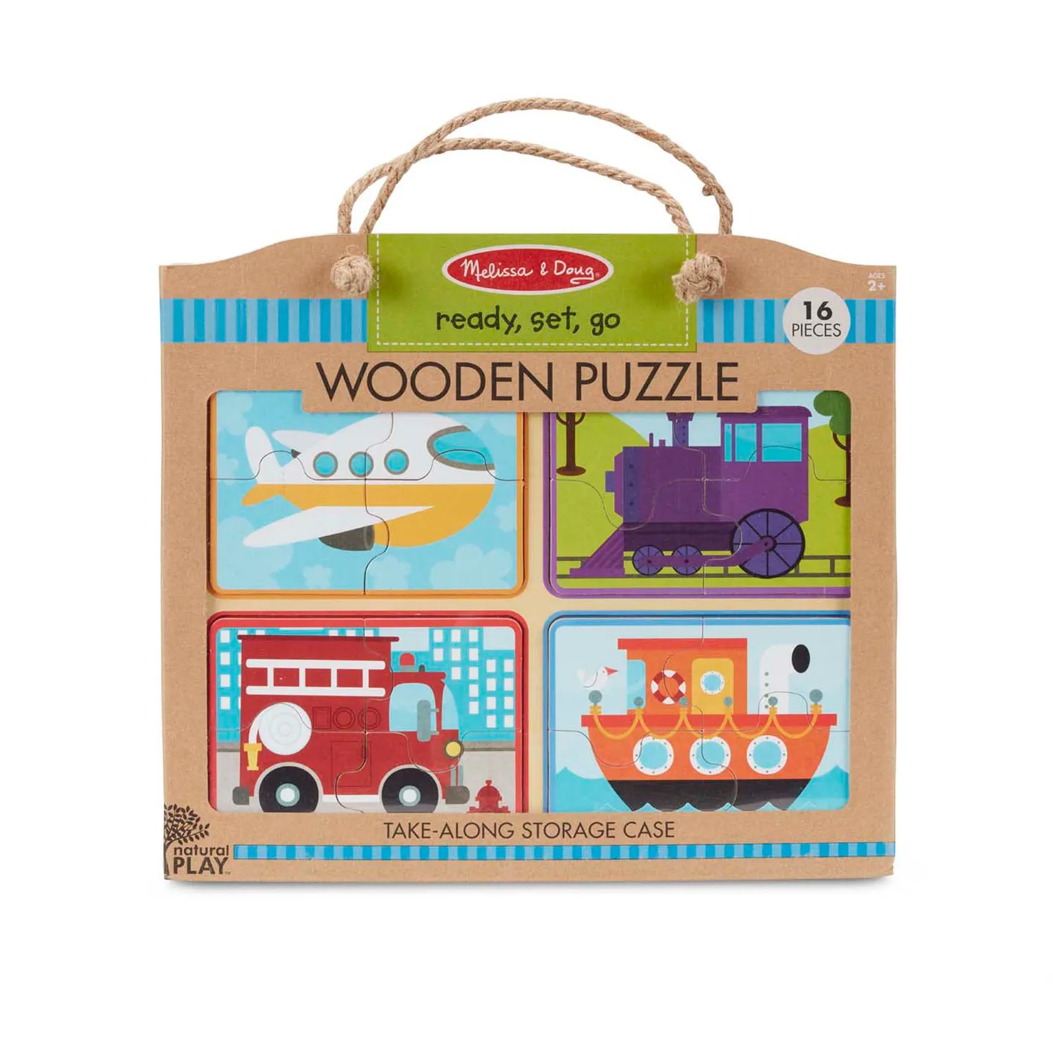 Melissa & Doug Natural Play Ready Set Go Holzpuzzle Fahrzeuge