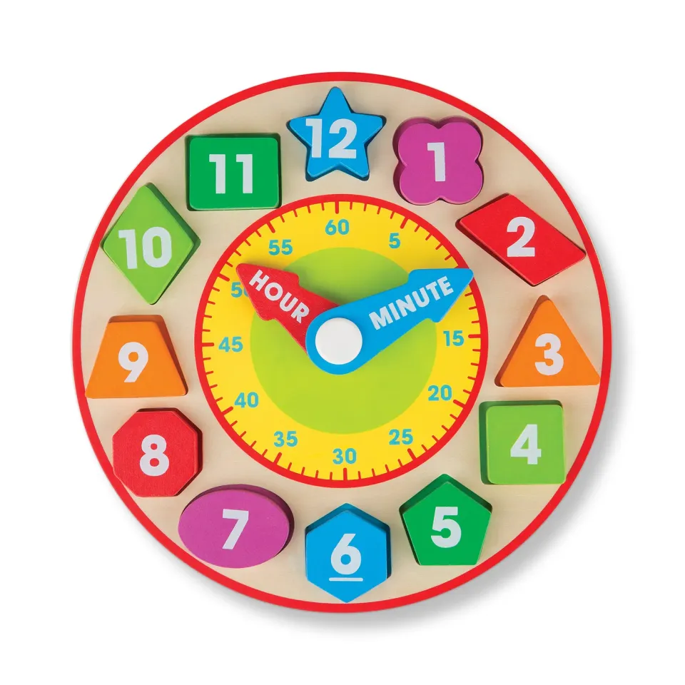 Melissa & Doug Shape Sorting Clock Lernuhr Holz Farben